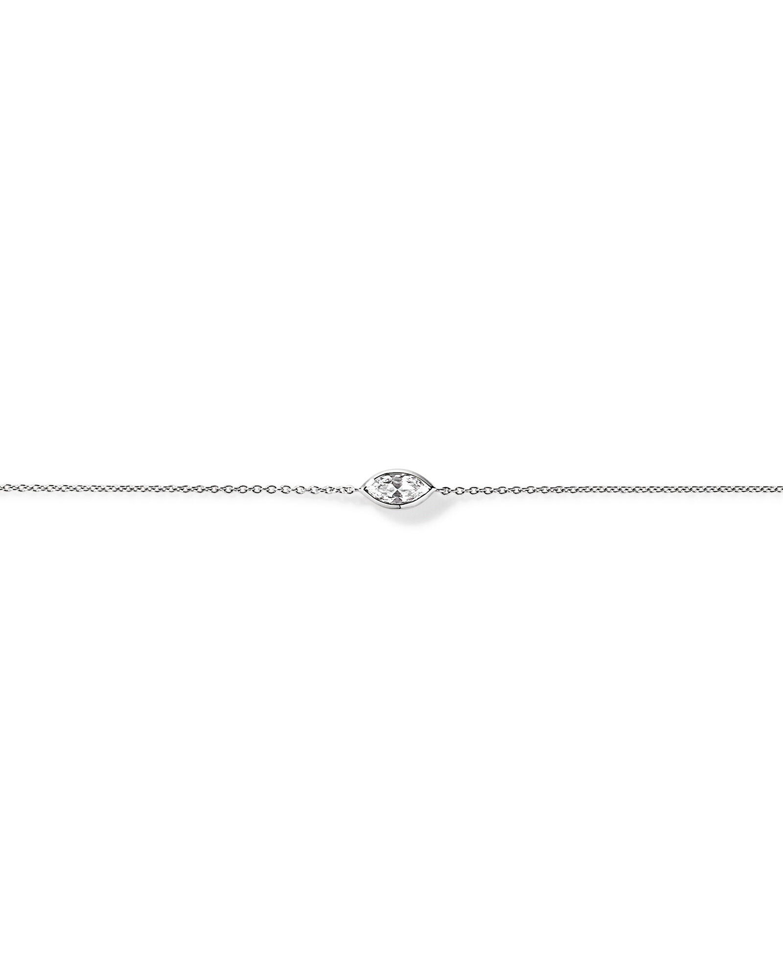 Bracelet &agrave; lunette en saphir blanc taill&eacute; par la marque Marquise en or blanc 10 carats