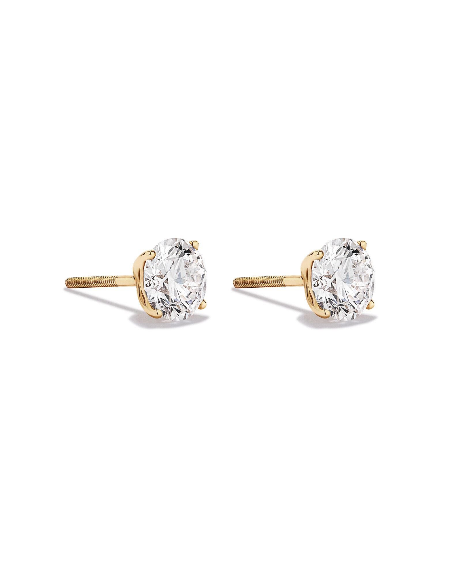 2.00TW Lab Diamond Solitaire Stud Earrings in 10kt Gold
