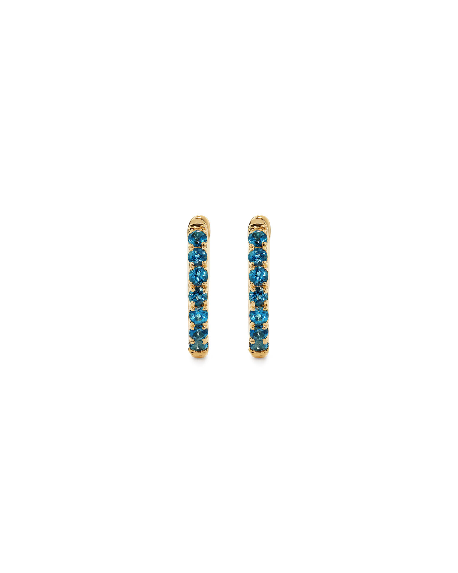 London Blue Topaz Huggie Hoop Earrings in 10kt Yellow gold