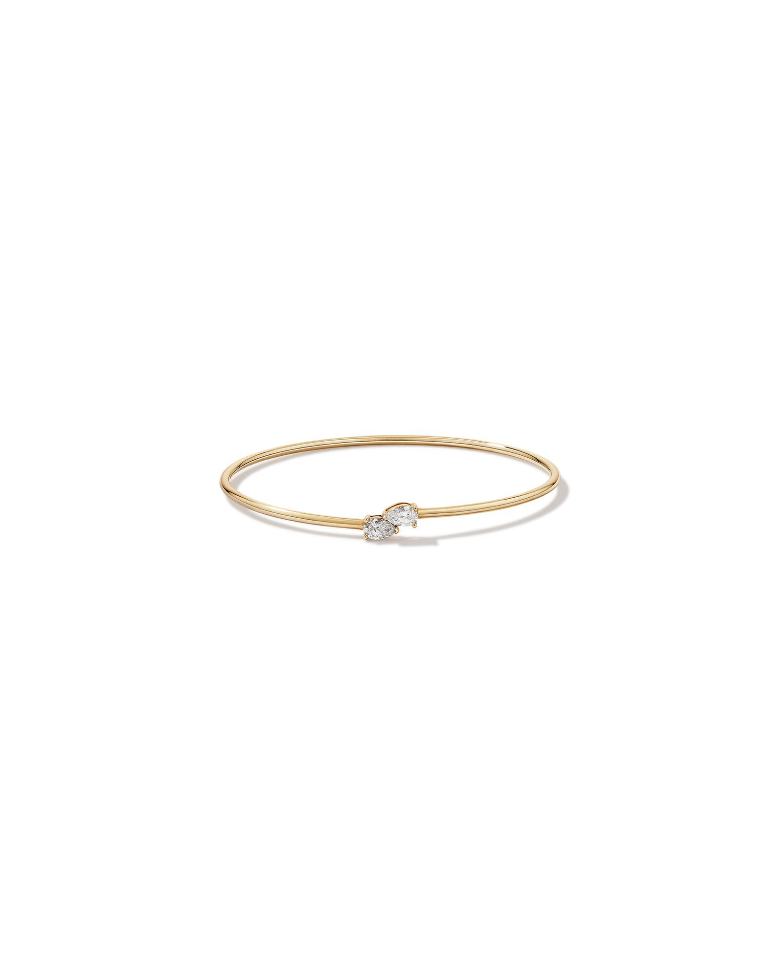 0.60 Carat TW of Laboratory-Grown Pear Cut Diamond Torque Bangle in 10kt Yellow Gold