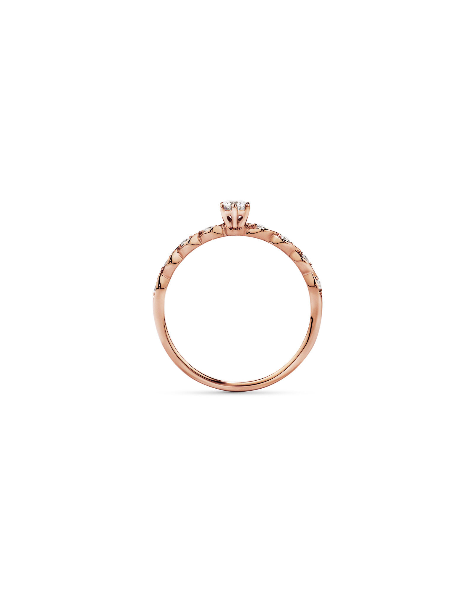 Bague de promesse en or rose 10 carats avec diamant rond brillant de laboratoire (poids total de 0,17 carat)