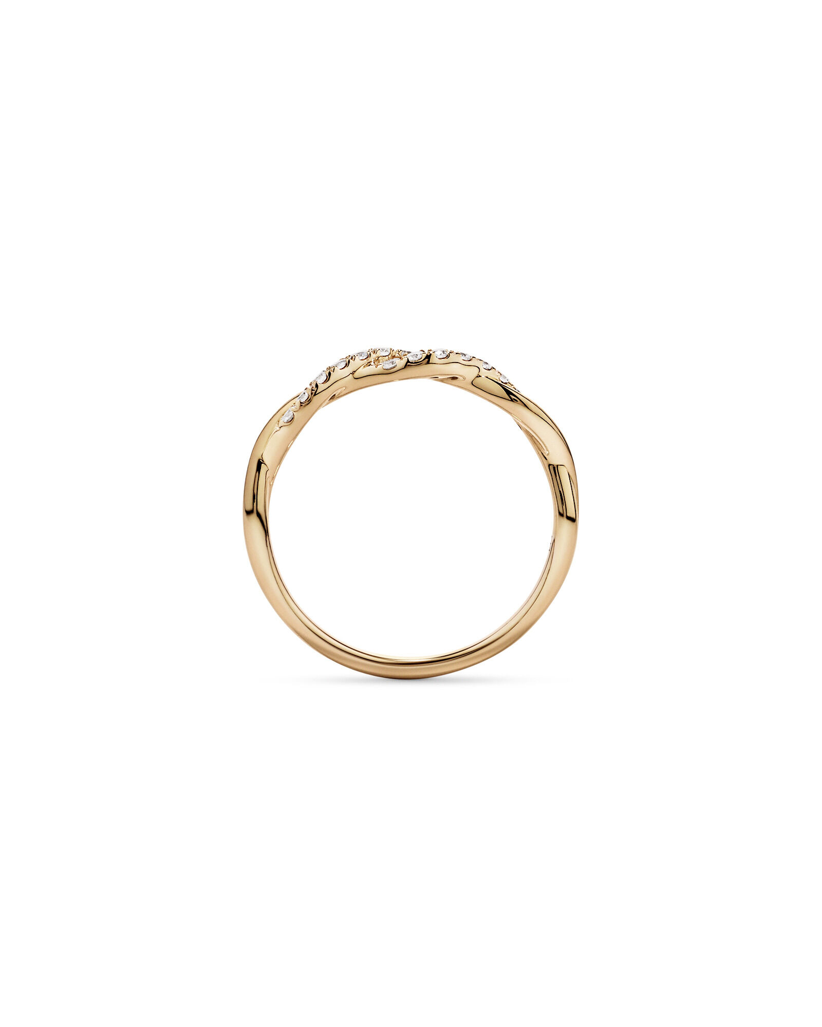 0.16TW Round Brilliant Laboratory-Grown Diamond Twist Wedding Ring in 14kt Yellow Gold
