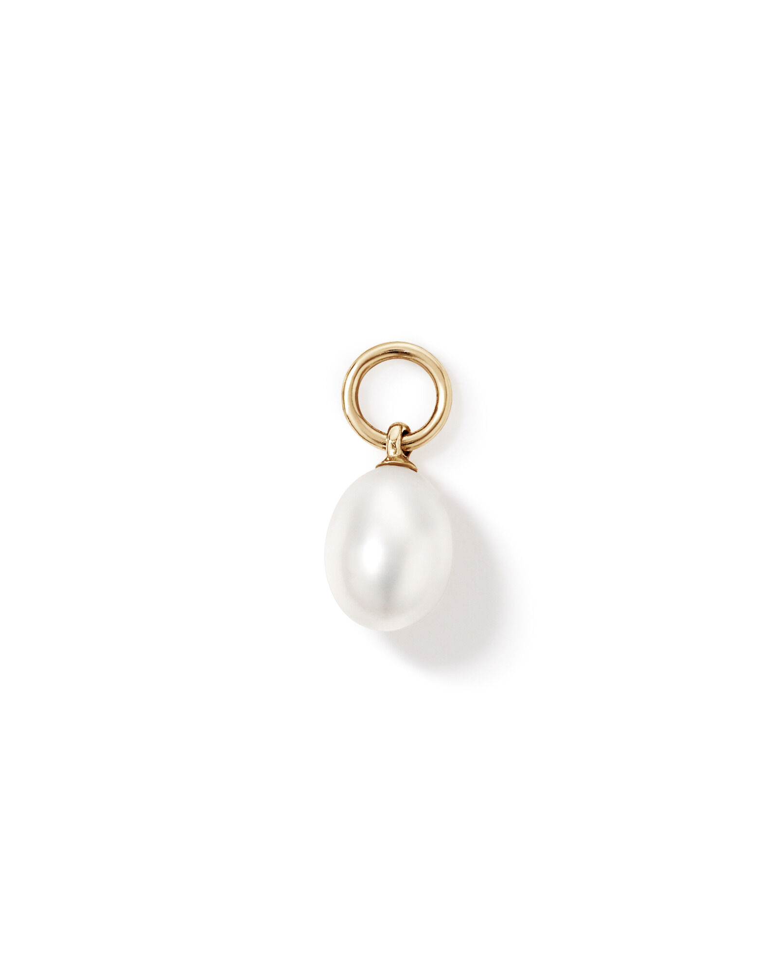 Oval Cultured Freshwater Pearl Single Earring Charm in 10kt Yellow Gold