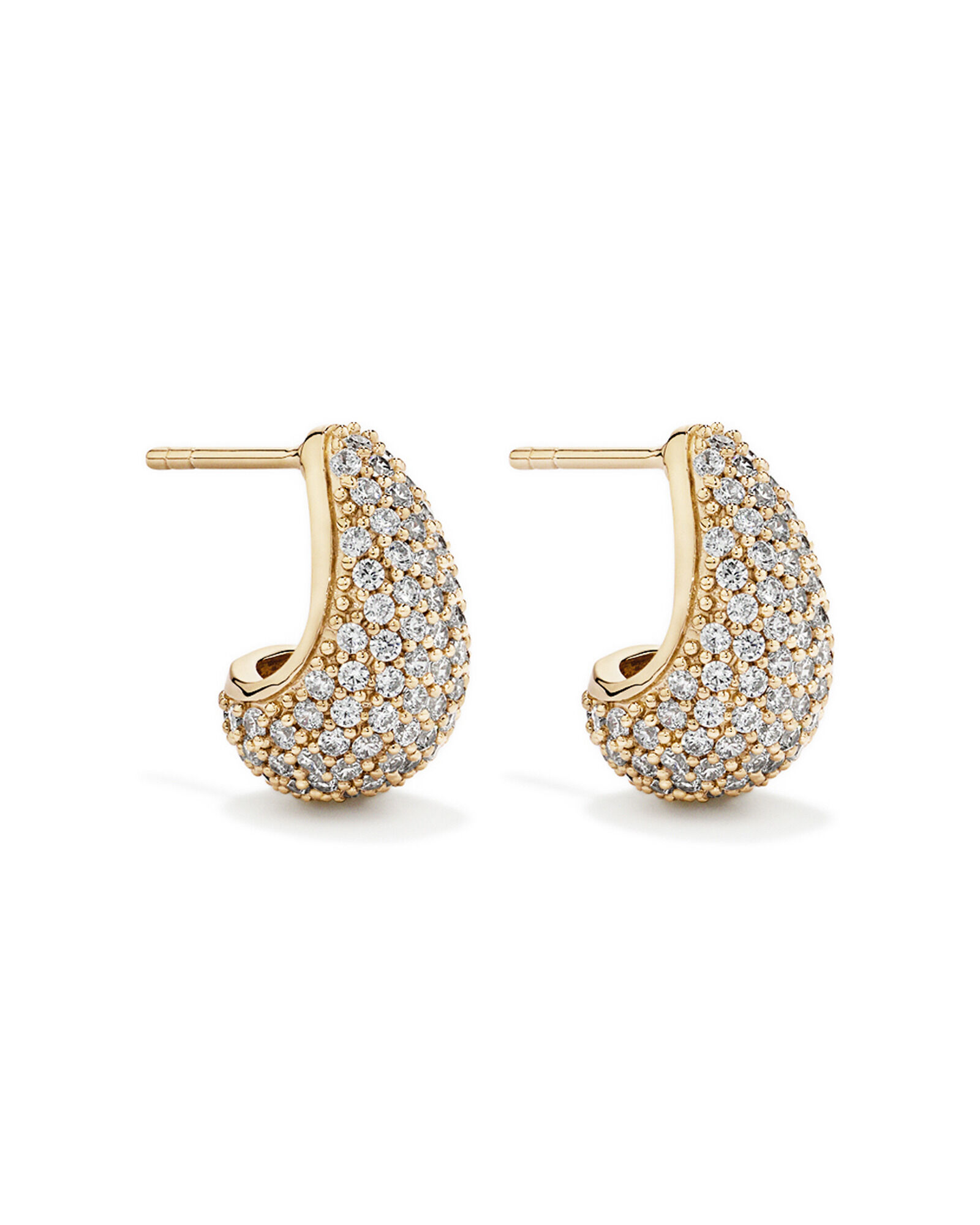 Boucles d&rsquo;oreilles cubiques en zircone effil&eacute; Pav&eacute; en Vermeil 18 kt