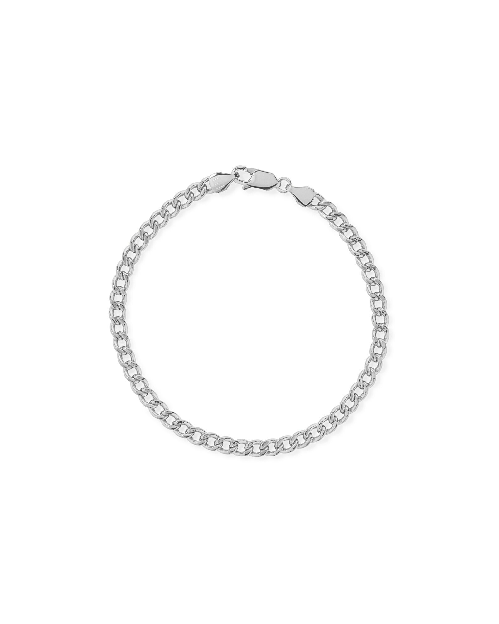 17cm (22") 4.2mm Width Semi Solid Diamond Cut Curb Bracelet in 10kt White Gold