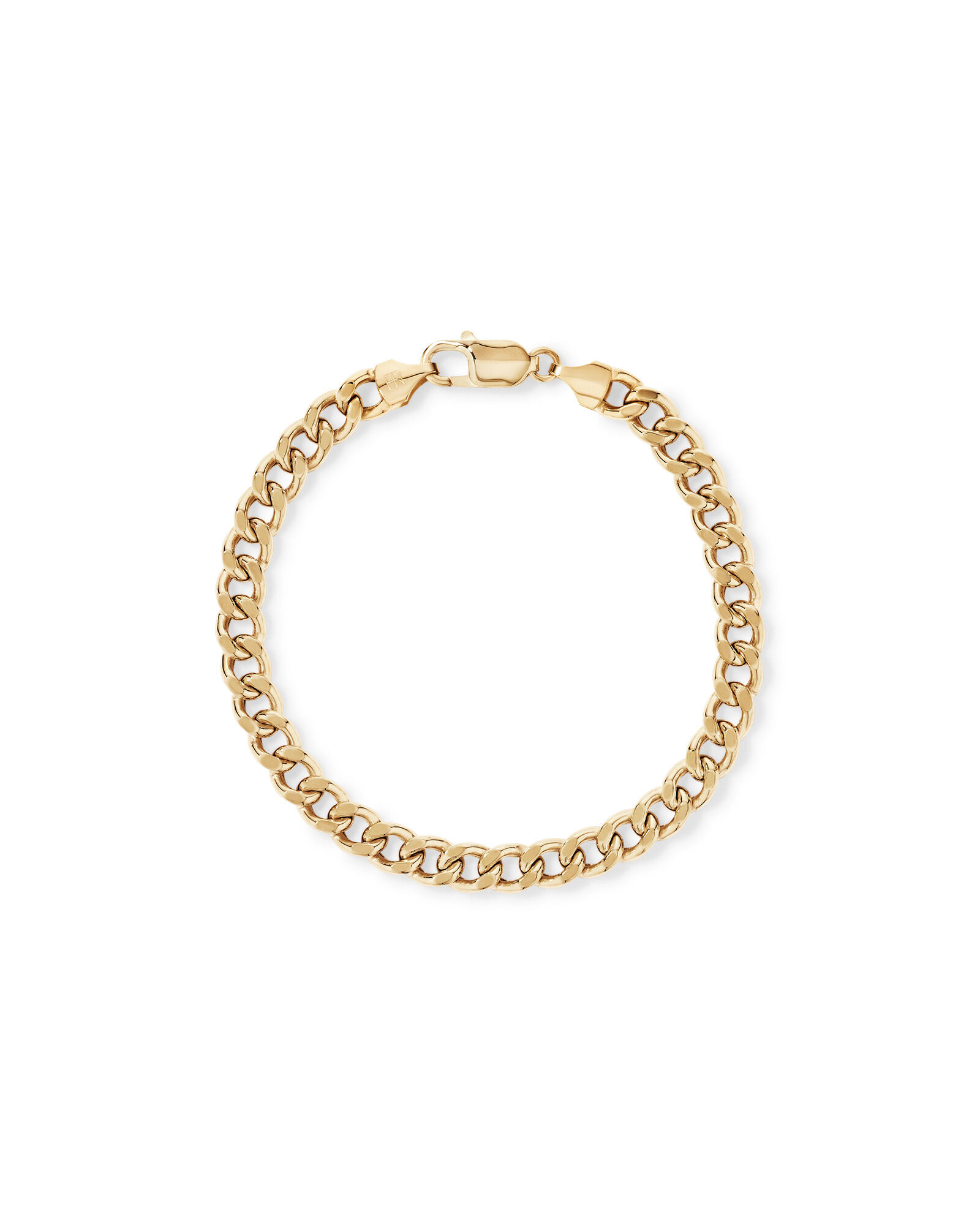 19cm (22") 6.8mm Width Semi Solid Diamond Cut Curb Bracelet in 10kt Yellow Gold