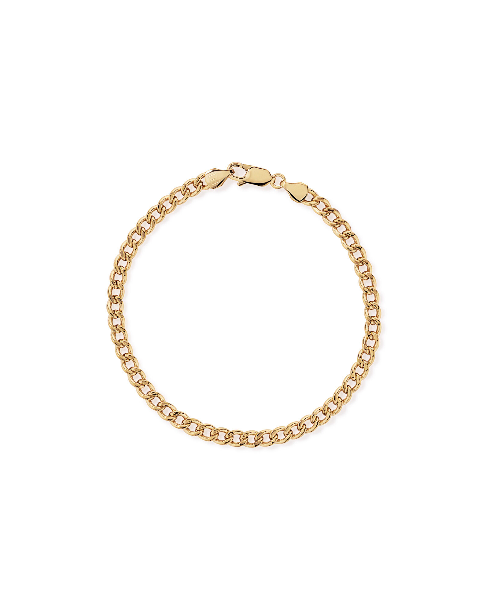 19cm (22") 4.2mm Width Semi Solid Diamond Cut Curb Bracelet in 10kt Yellow Gold