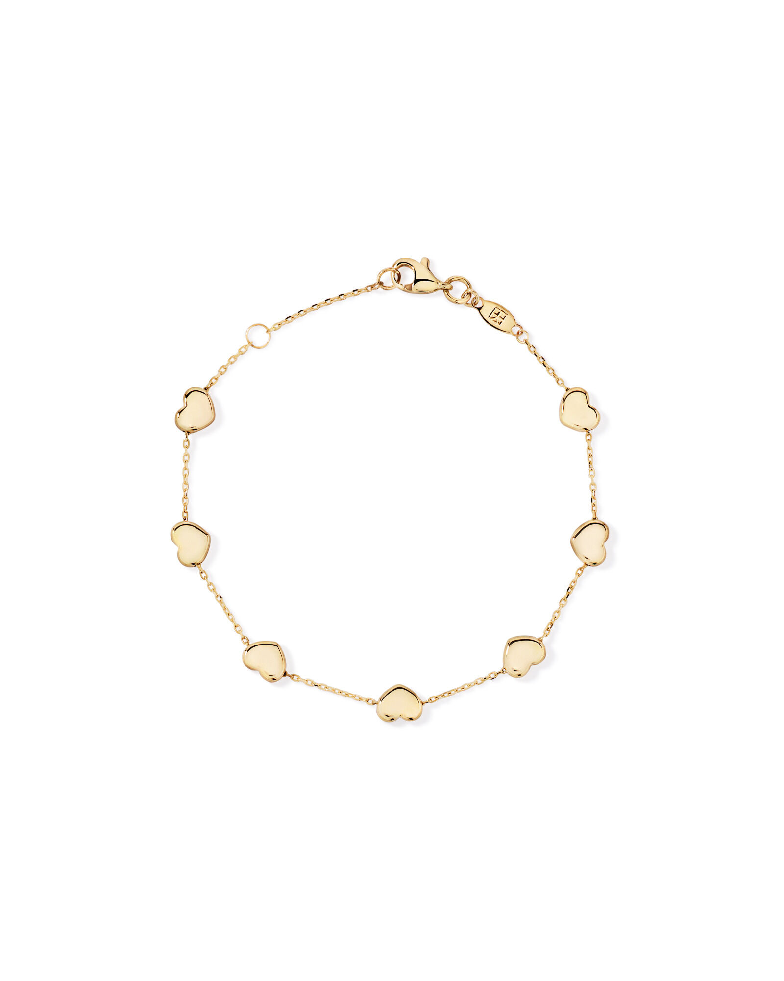 19cm (7.5") Heart Station Bracelet in 10kt Yellow Gold