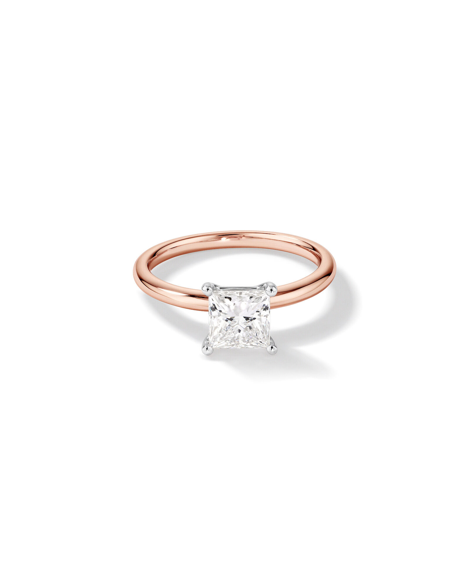 1.25 Carat TW Princess Cut Laboratory-Grown Diamond Solitaire Engagement Ring In 14kt Rose and White Gold
