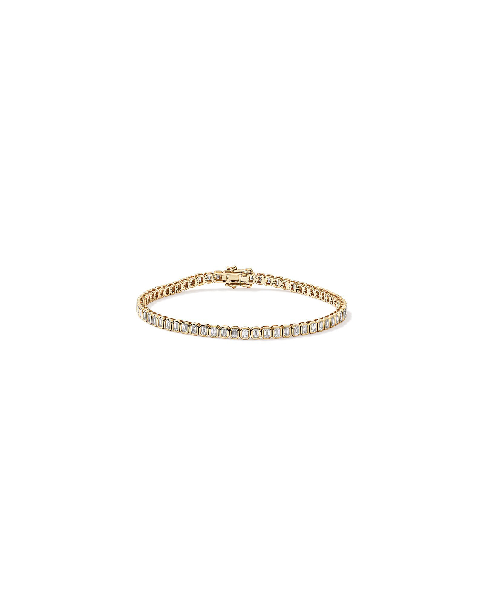 2.95 Carat Emerald Laboratory-Grown Diamonds Tennis Bracelet in 10kt Yellow Gold
