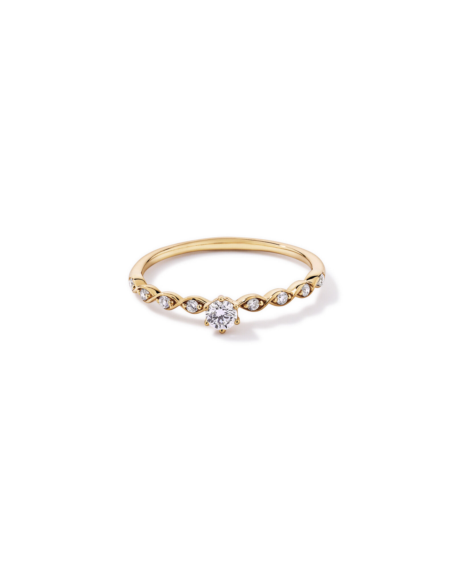 Bague de promesse en or jaune 10 carats avec diamant rond brillant de laboratoire (poids total de 0,17 carat)