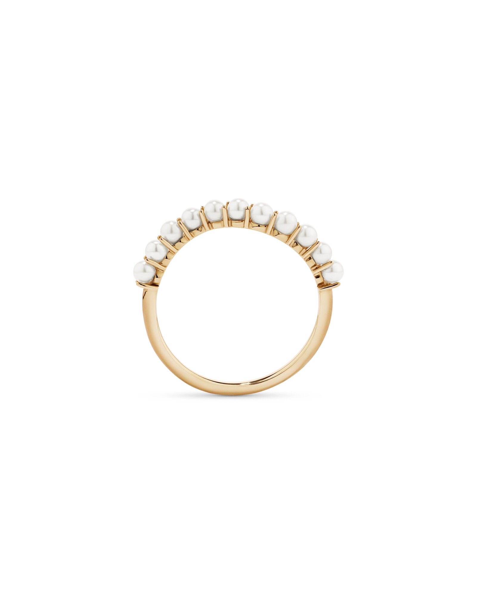 Cultured Freshwater Pearl Wave Band Ring in 10kt Yellow Gold