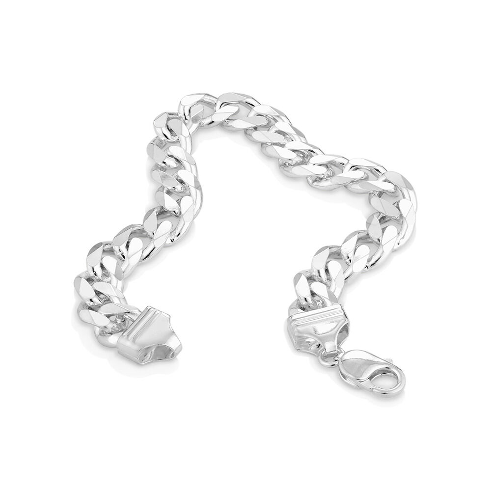 23cm (9.5") 10.9mm Width Men's Curb Bracelet in Sterling Silver
