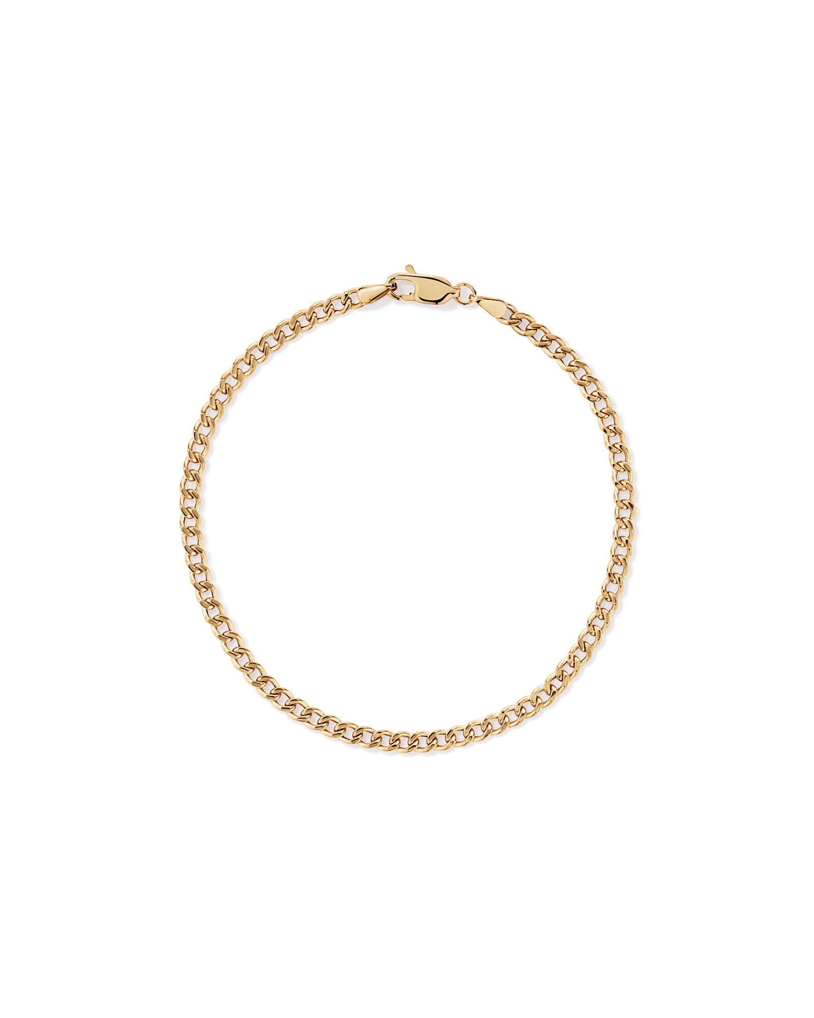 19cm (20") 2.95mm Width Semi Solid Diamond Cut Curb Bracelet in 10kt Yellow Gold