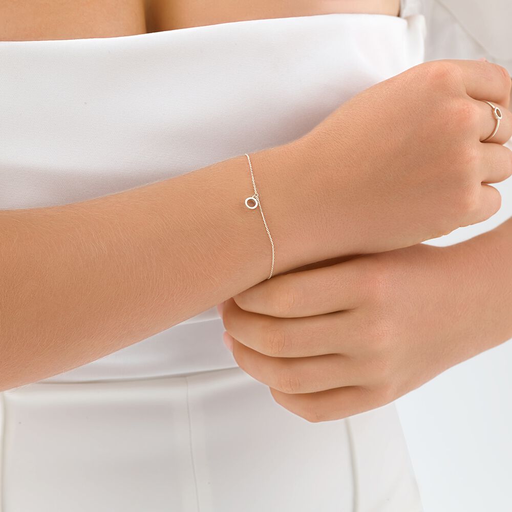 19cm (7.5") O Initial Bracelet in Sterling Silver