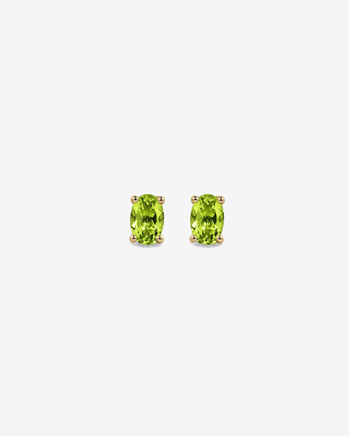 Boucles d'oreilles puces ovales P&eacute;ridot en or jaune 10 ct