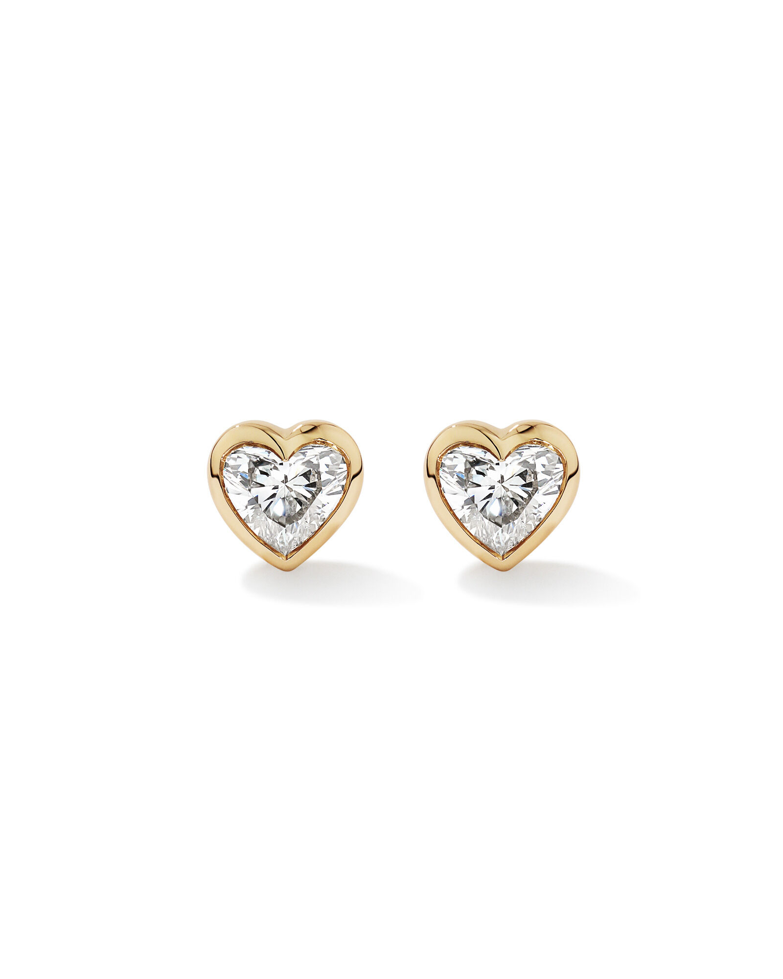Boucles d&rsquo;oreilles en diamant en forme de c&oelig;ur cultiv&eacute;es en laboratoire 1,00 carat TW en or jaune 10 kt