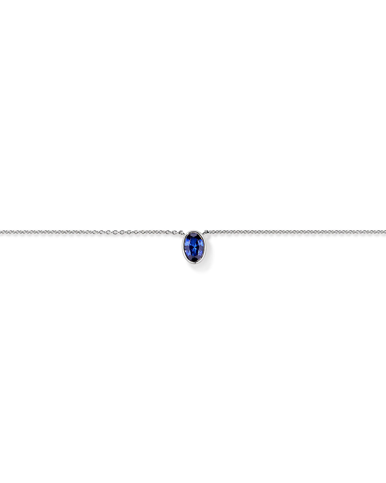 Collier ovale bleu en saphir en or blanc 10 carats