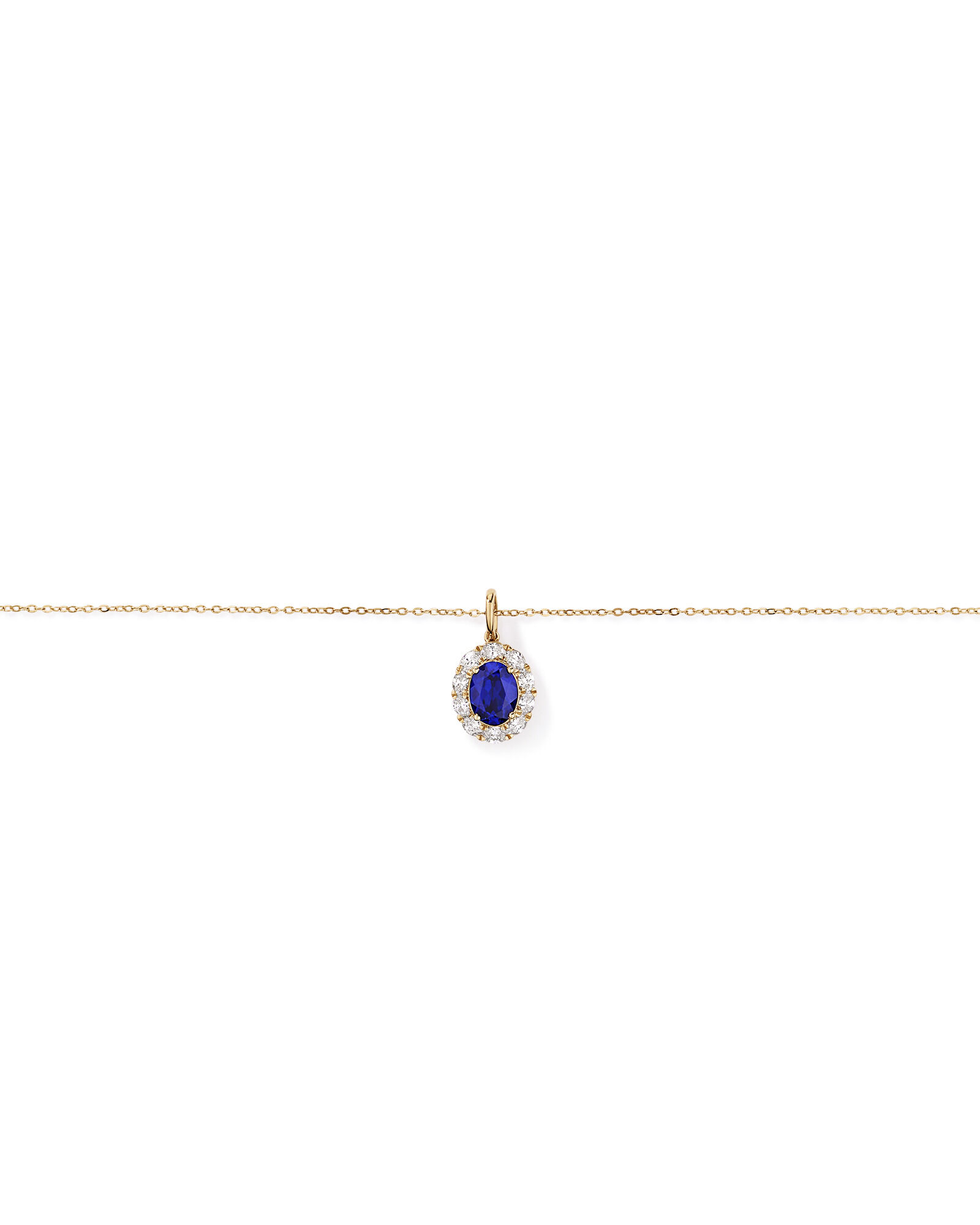 Created Sapphire & 0.47 TW Carat TW Laboratory-Grown Diamond Pendant with Chain in 10kt Gold