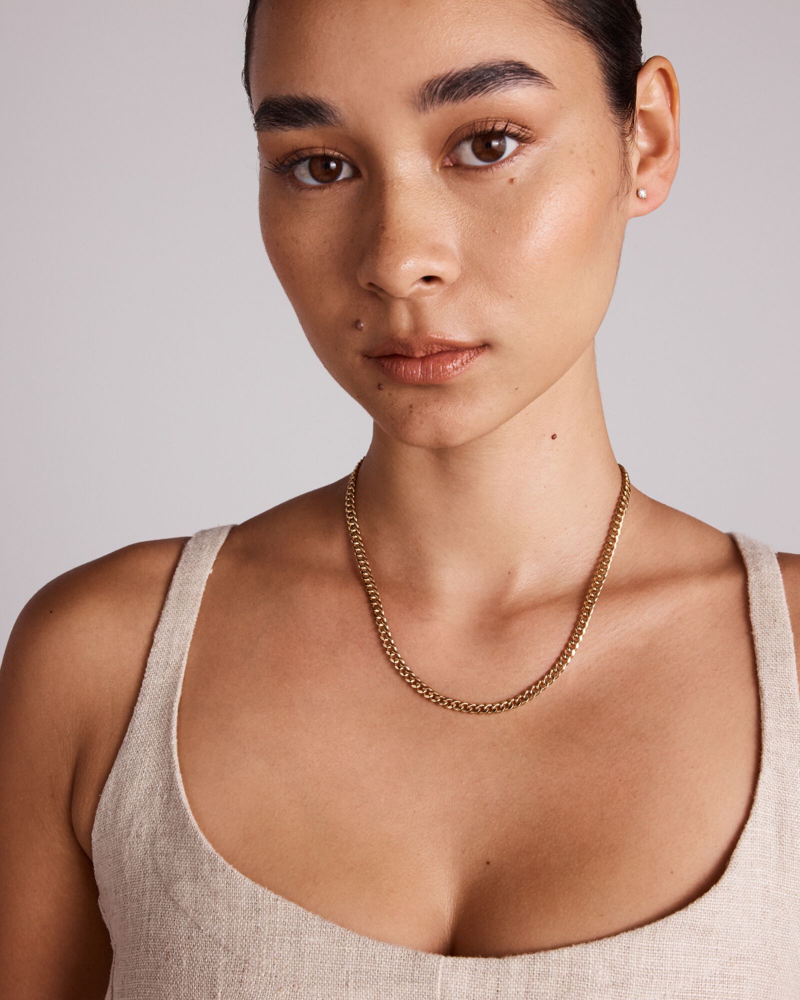 45cm (18&rdquo;) 4.5mm Width Semi Solid Miami Curb Chain in 10kt Yellow Gold