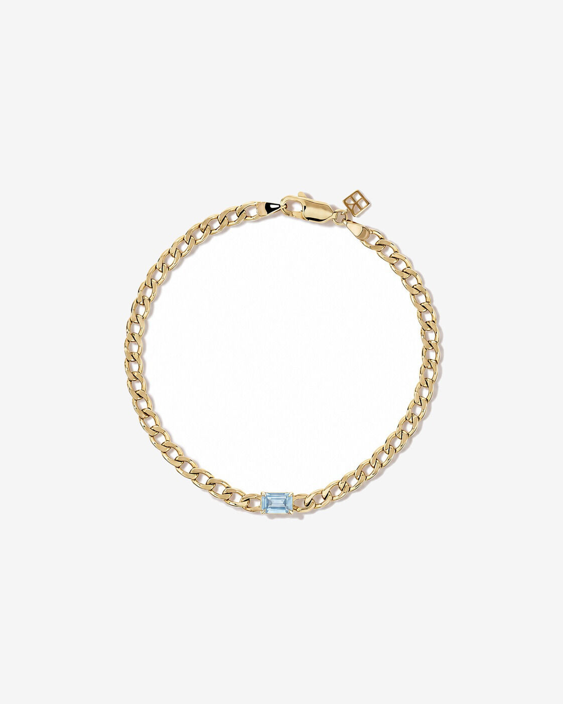 Bracelet gourmette Aigue-marine en or jaune 10 ct