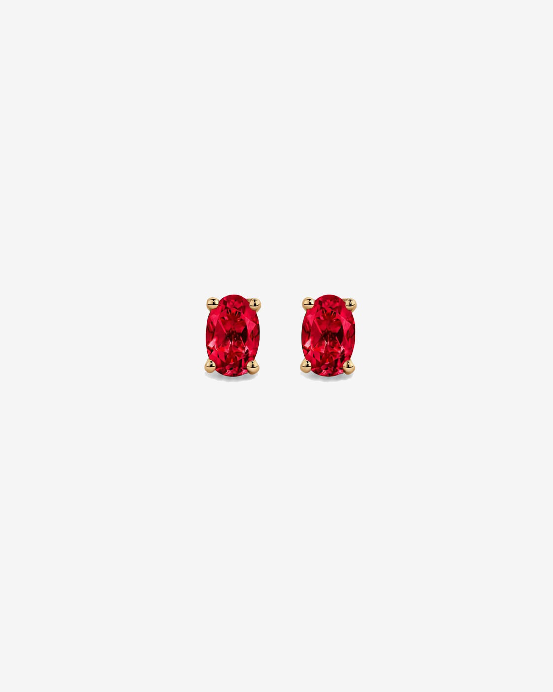 Boucles d'oreilles puces ovales Rubis en or jaune 10 ct