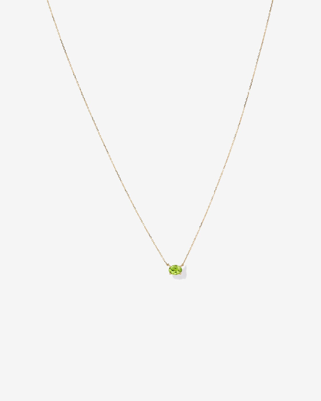 Collier ovale est-ouest P&eacute;ridot en or jaune 10 ct