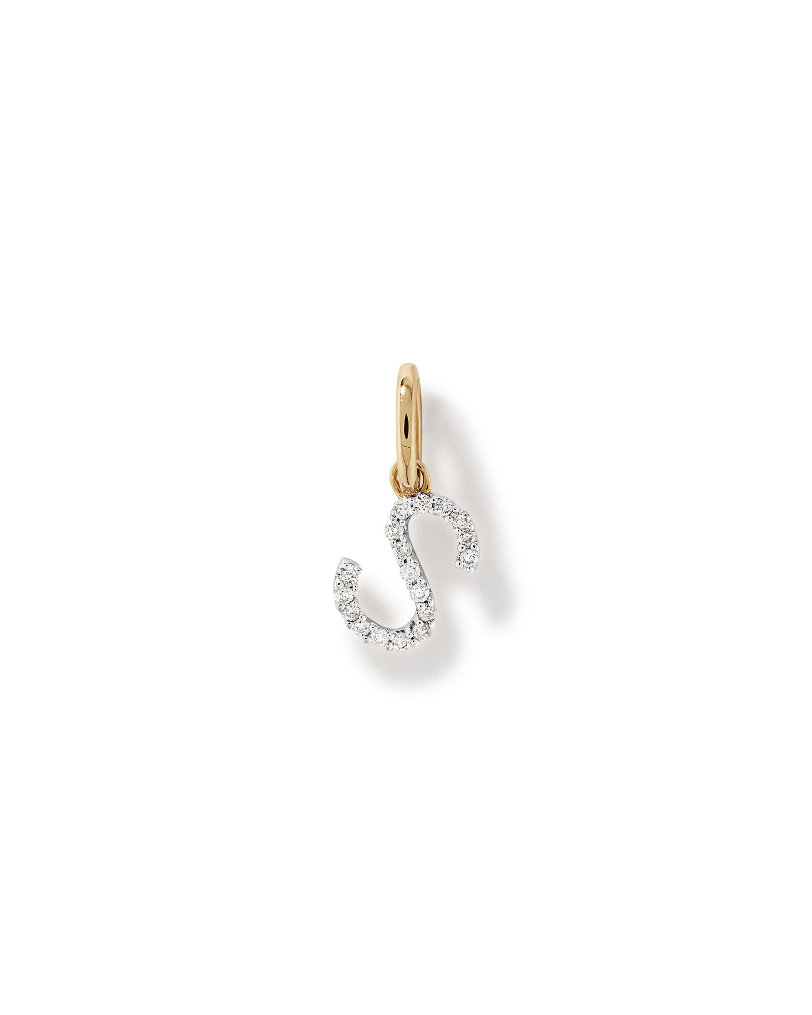 Diamond Letter S Initial Pendant in 10kt Yellow Gold