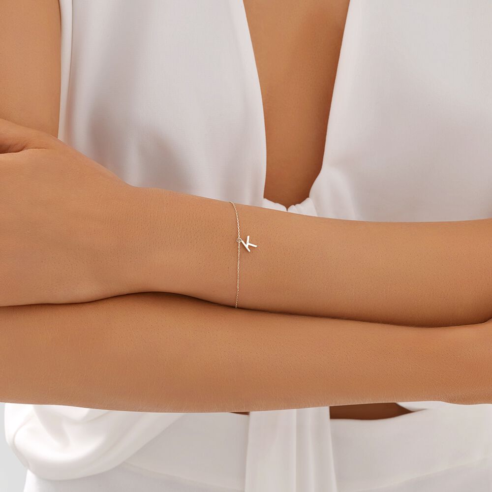 19cm (7.5") K Initial Bracelet in Sterling Silver