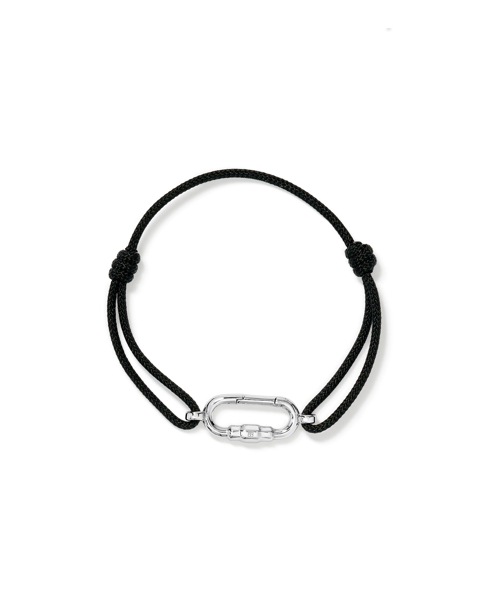 Black Double Knotted Cord Bracelet in Sterling Silver