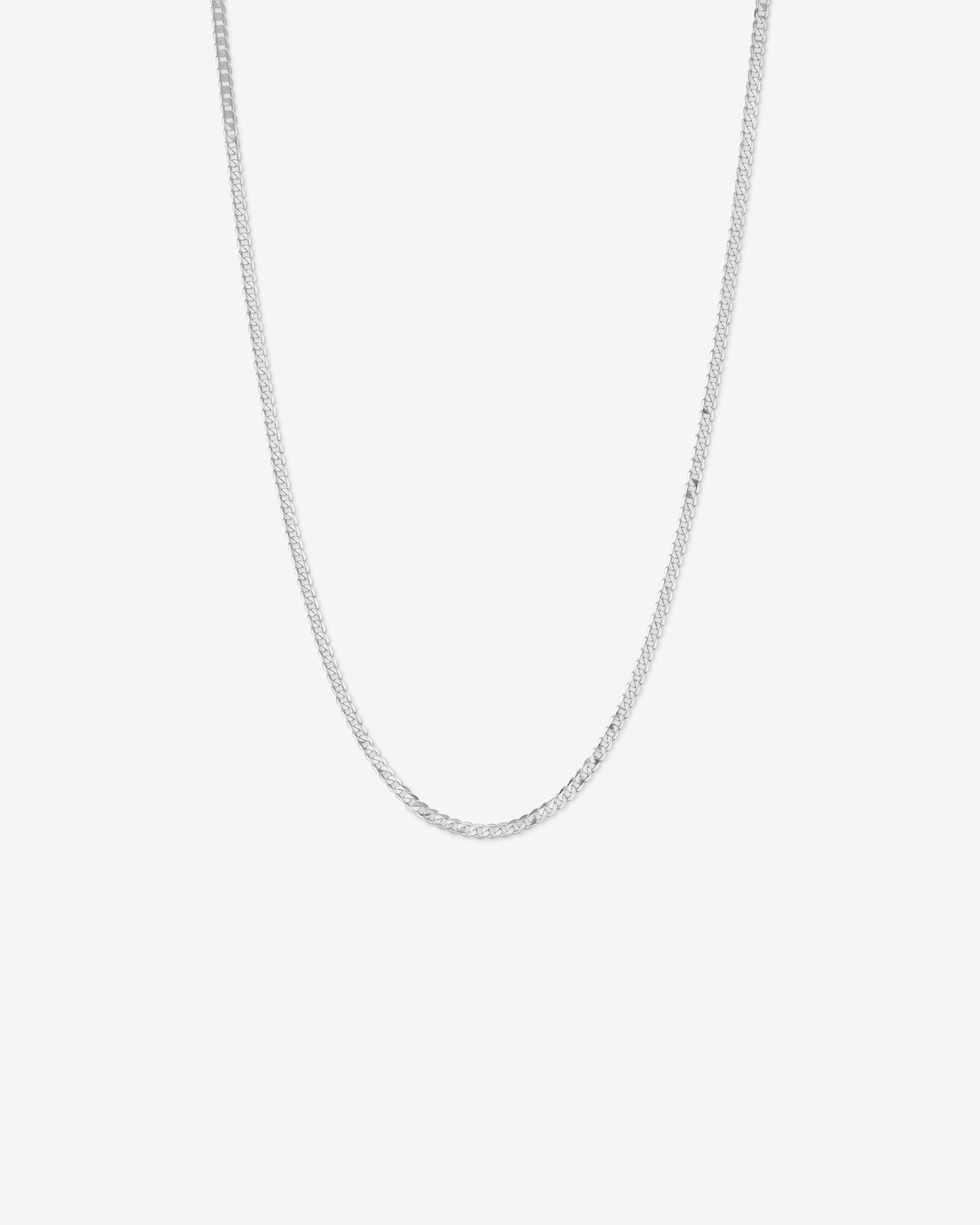 65cm (22") 3.75mm Width Solid Flat Bevelled Curb Chain in 10kt White Gold