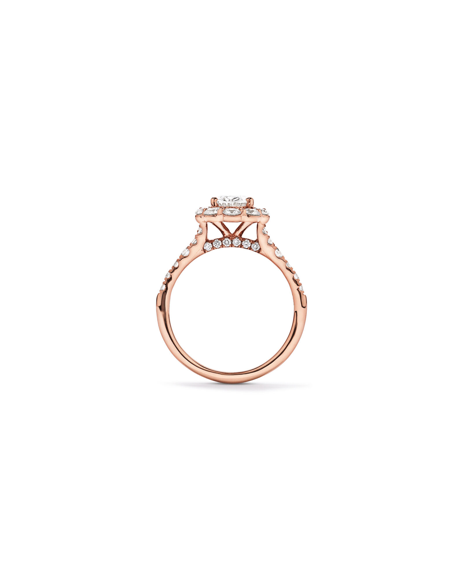 2.15 Carat TW Oval Halo Laboratory-Grown Diamond Ring in 14kt Rose Gold
