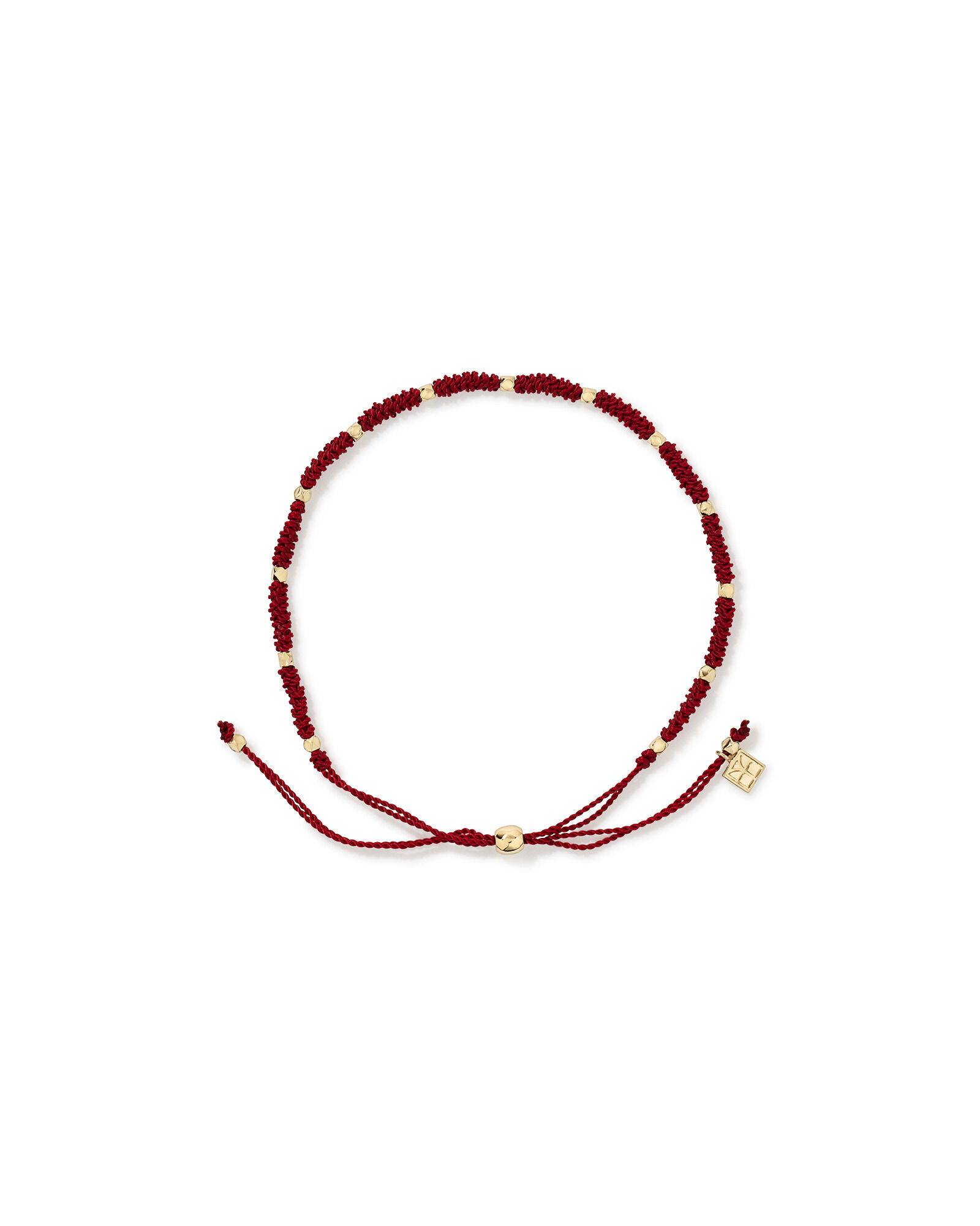 Burgundy Cord Bead Bracelet in 10kt Yellow Gold