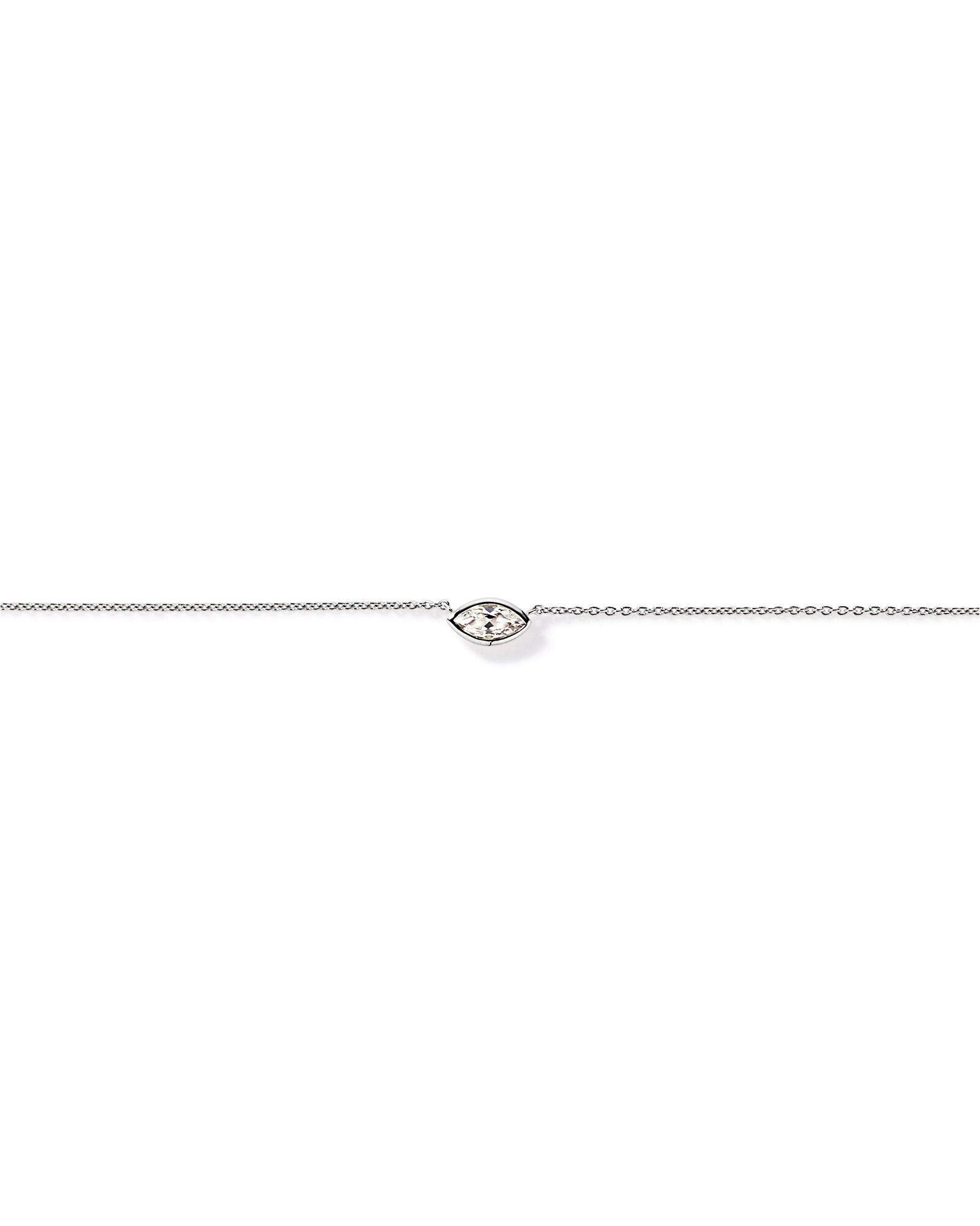 Collier &agrave; lunette en saphir blanc taill&eacute; marques&eacute; en or blanc 10 carats