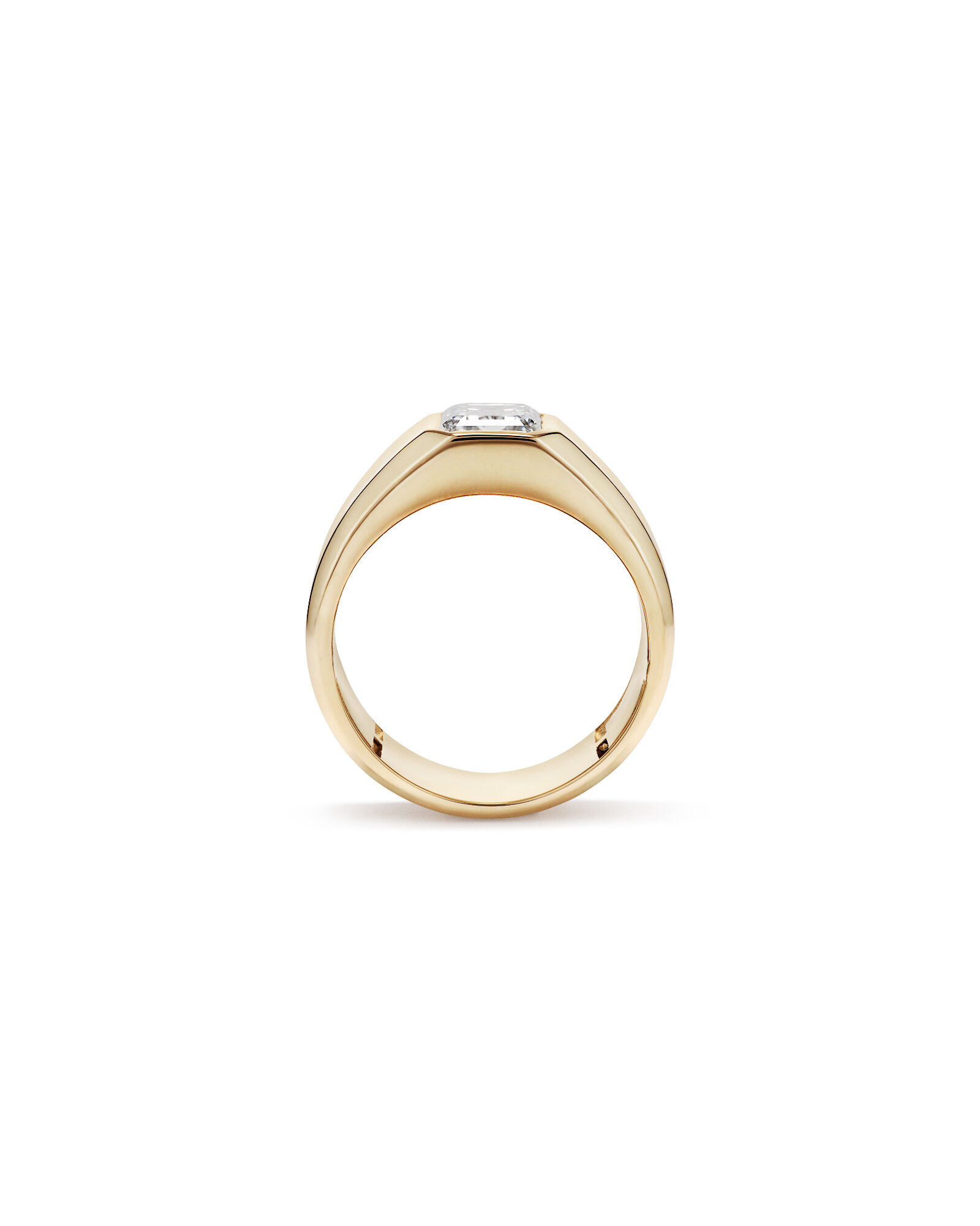 2.00 Carat TW Bezel Set Emerald Cut Lab-Grown Diamond Modern Cigar Band in 14kt Yellow Gold