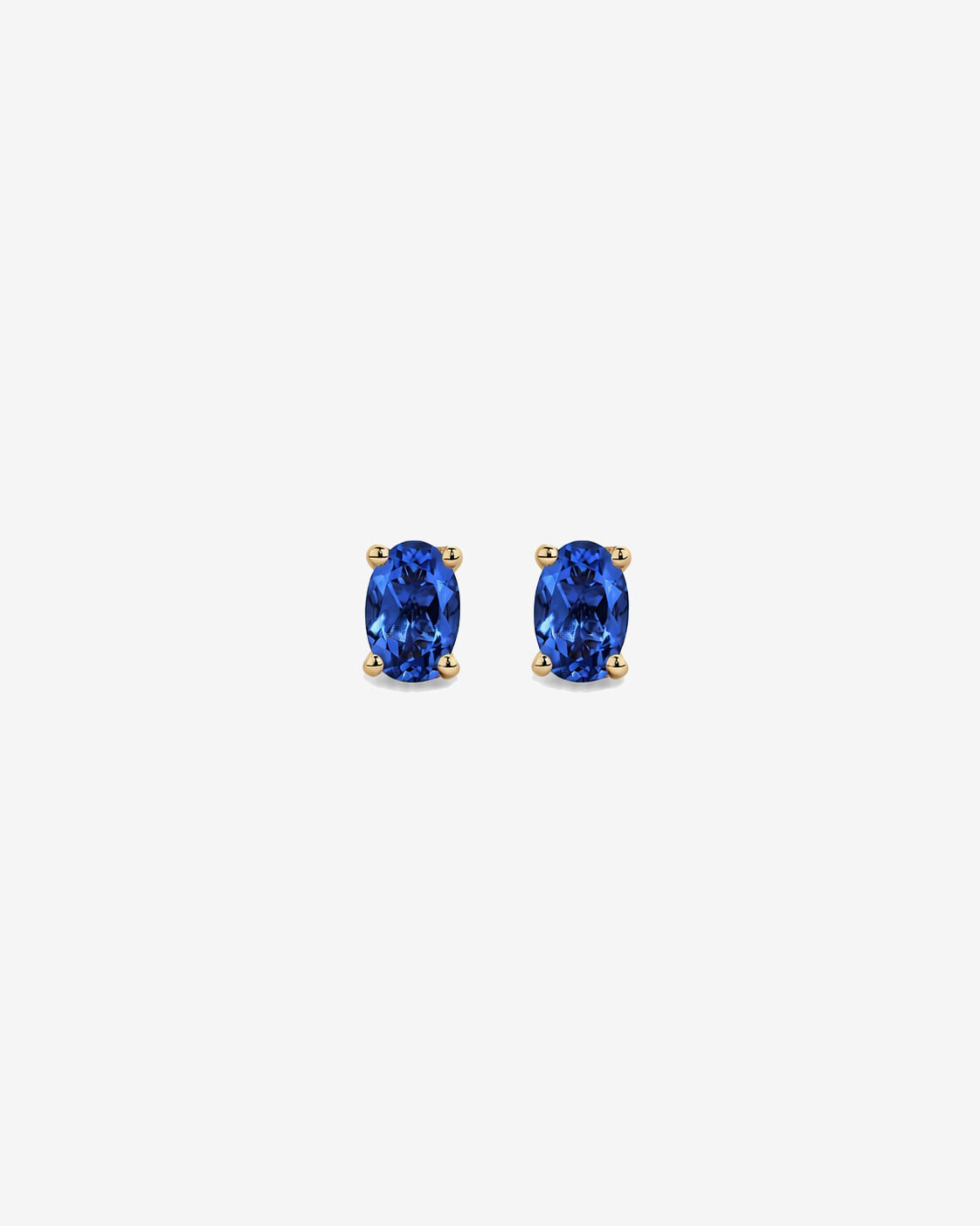 Boucles d'oreilles puces ovales Saphir en or jaune 10 ct