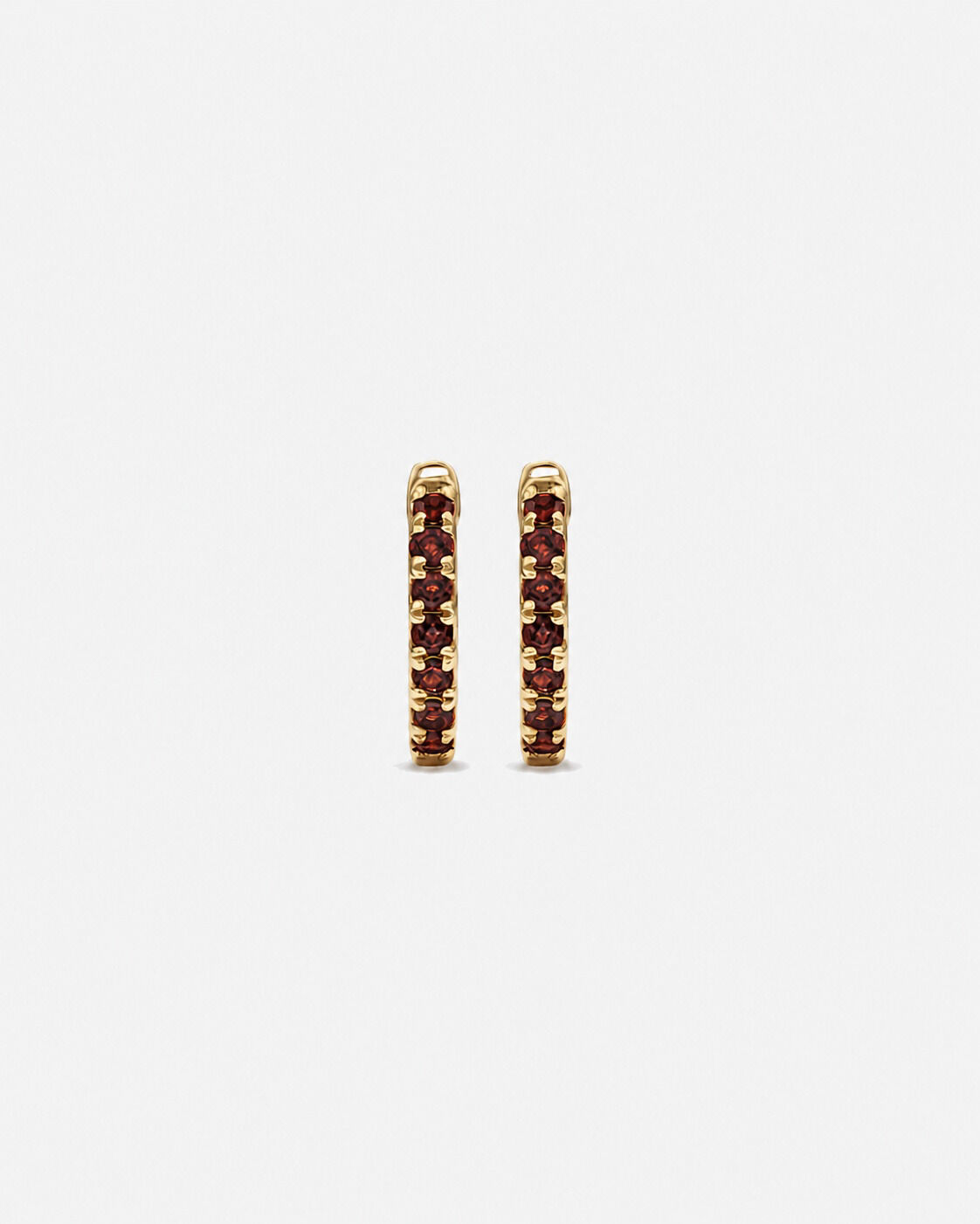 Boucles d'oreilles anneaux Grenat en or jaune 10 ct