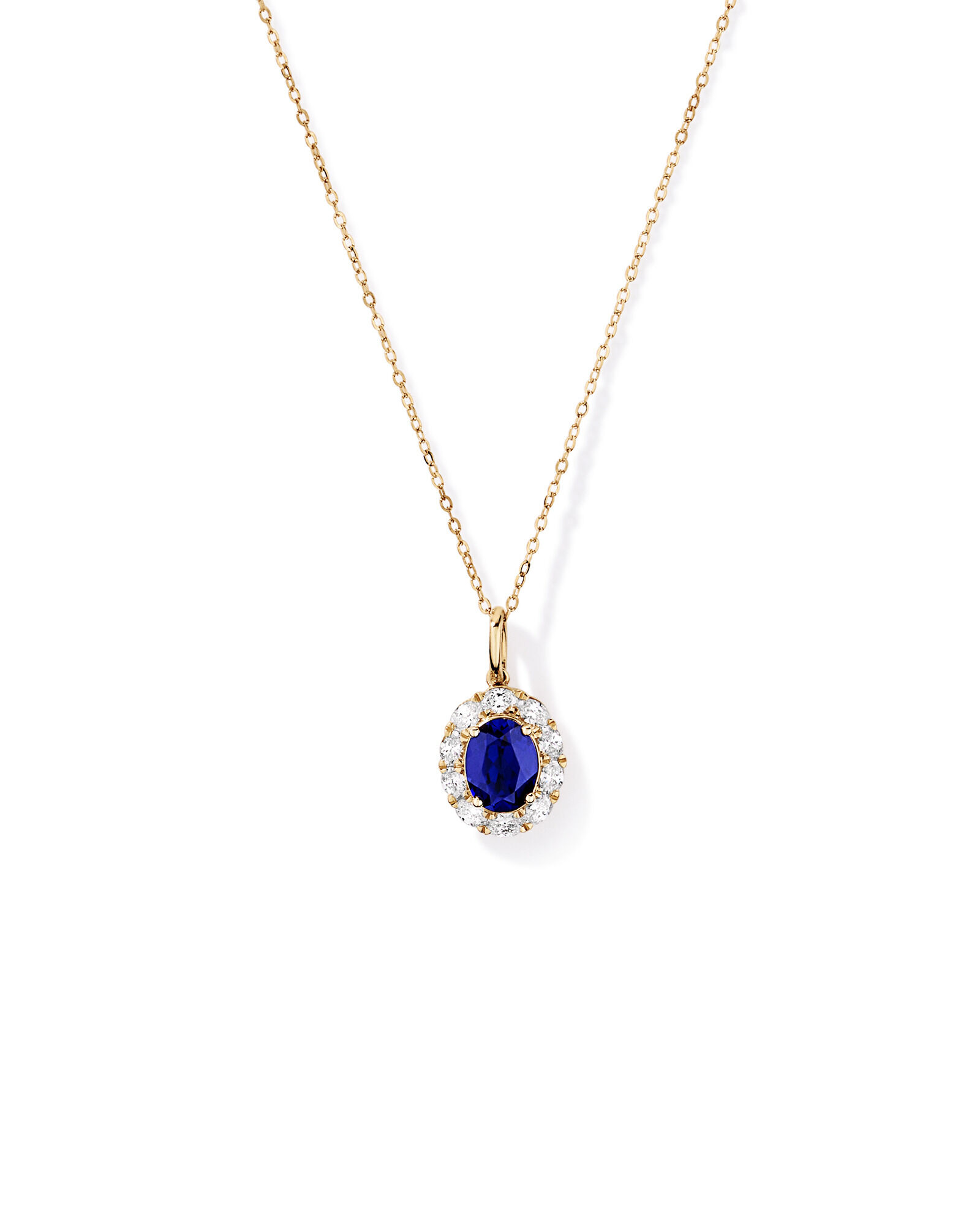 Cr&eacute;ation du pendentif en diamant TW cultiv&eacute; en laboratoire en saphir et 0,47 TW avec cha&icirc;ne en or 10 carats