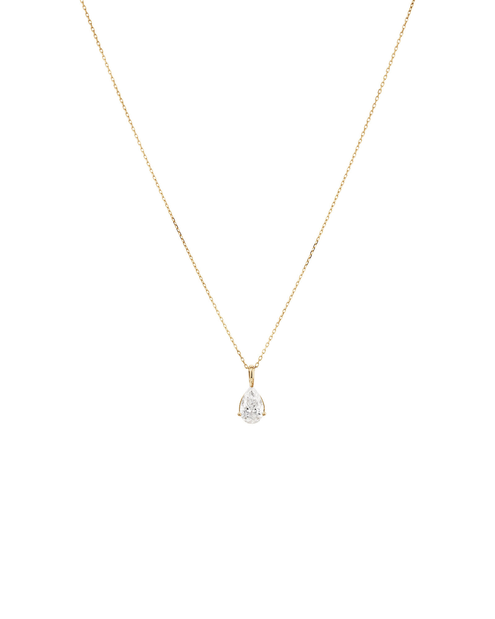 1.00 Carat TW Pear Cut Laboratory-Grown Diamond Solitaire Pendant in 10kt Yellow Gold