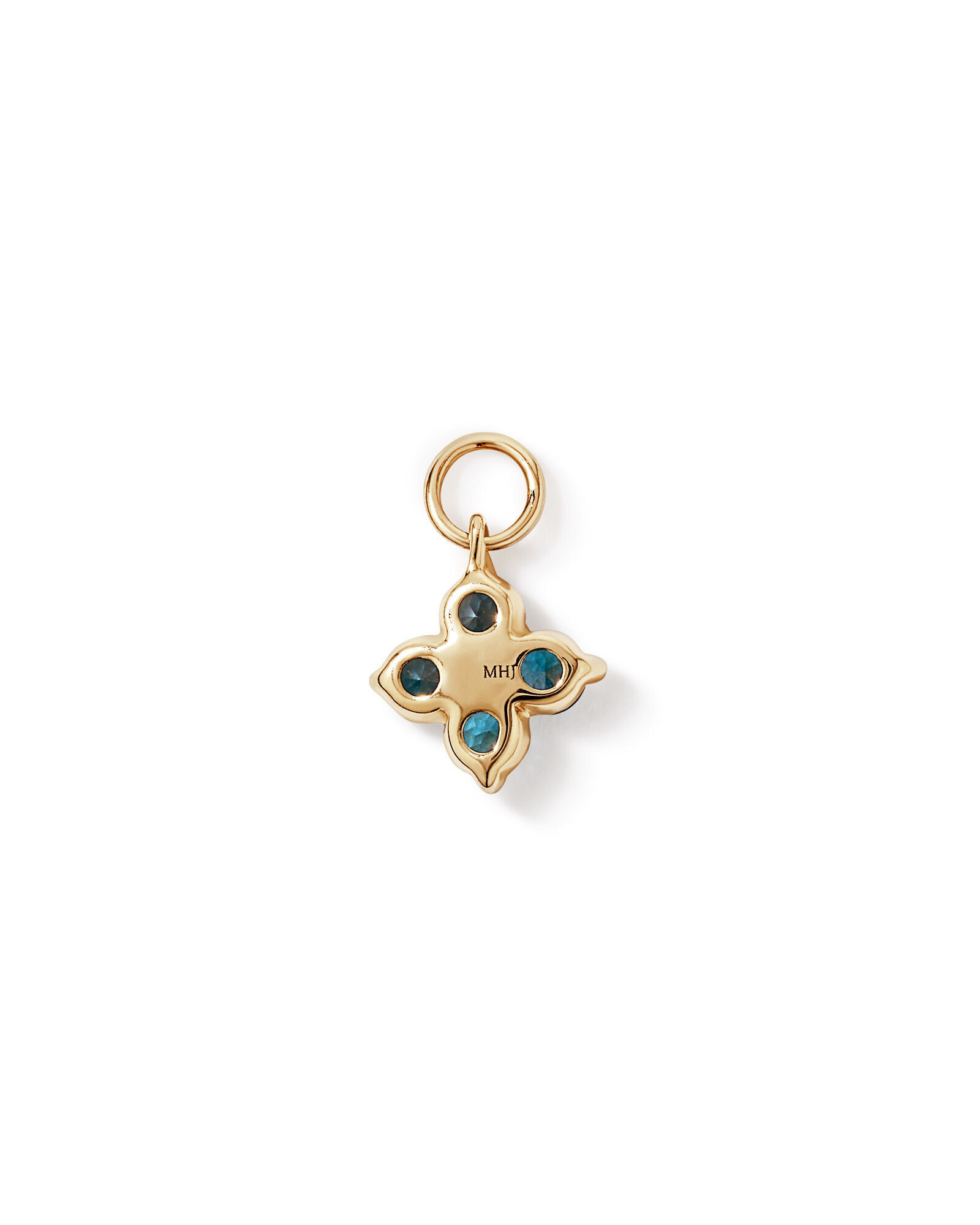 London Blue Topaz Floral Single Earring Charm in 10kt Yellow Gold