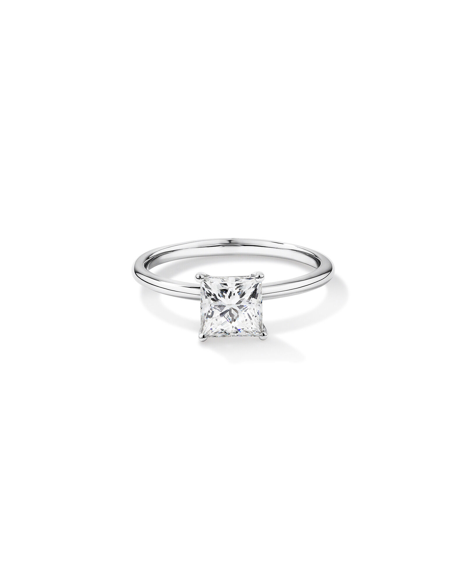 Bague de fian&ccedil;ailles en diamant en solitaire taill&eacute;e princesse taill&eacute;e en laboratoire 1,25 carat en or blanc 14 carats