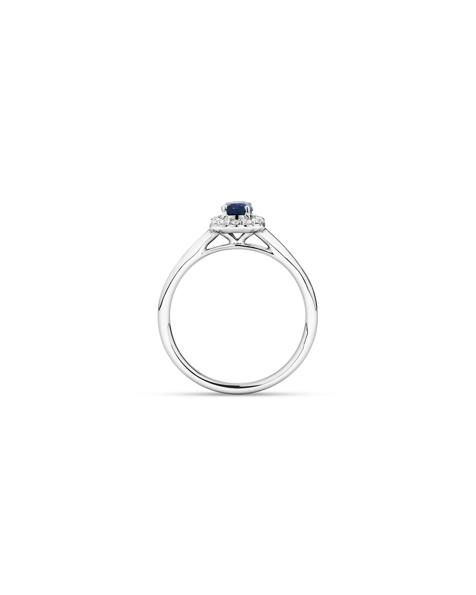 Bague halo en diamant TW en saphir australien et 0,10 carat en or blanc 10 carats