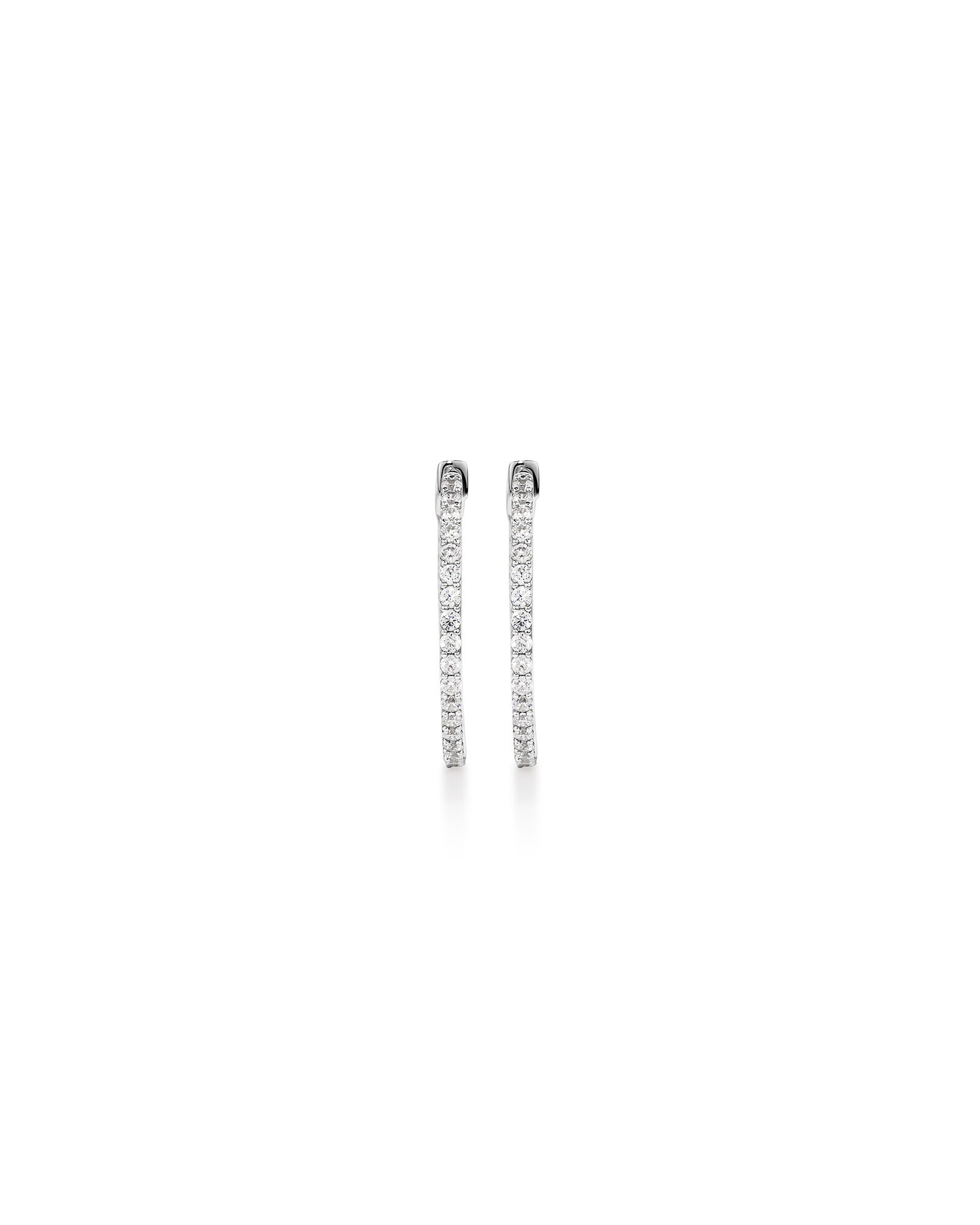 30mm Cubic Zirconia Huggie Hoop Earrings in Sterling Silver