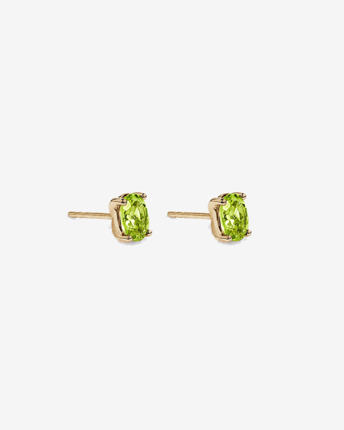 Boucles d'oreilles puces ovales P&eacute;ridot en or jaune 10 ct