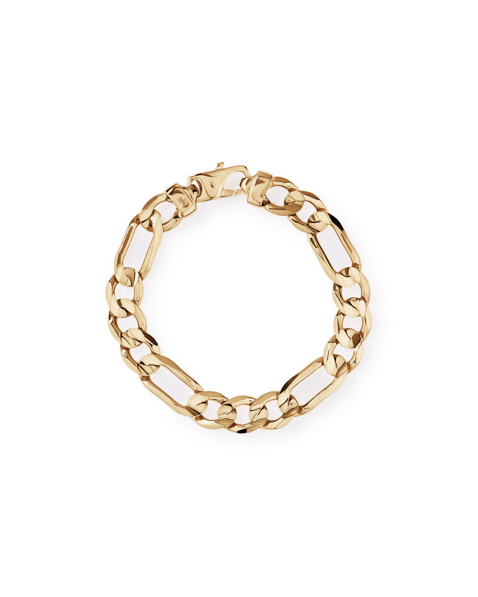 23cm (22") 15mm Width Solid Figaro Bracelet in 10kt Yellow Gold