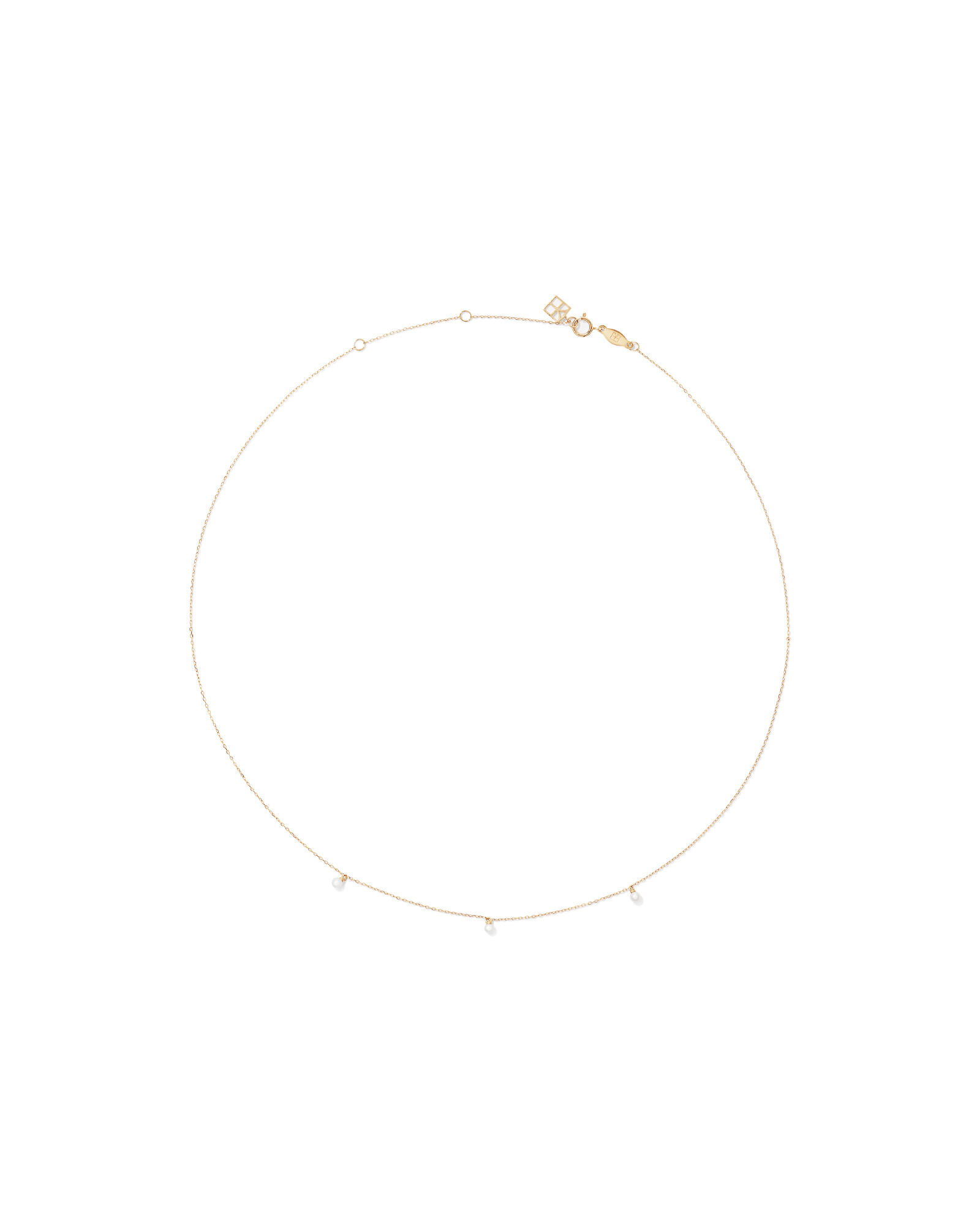 Cultured Freshwater Pearl Station Necklace in 10kt Yellow Gold