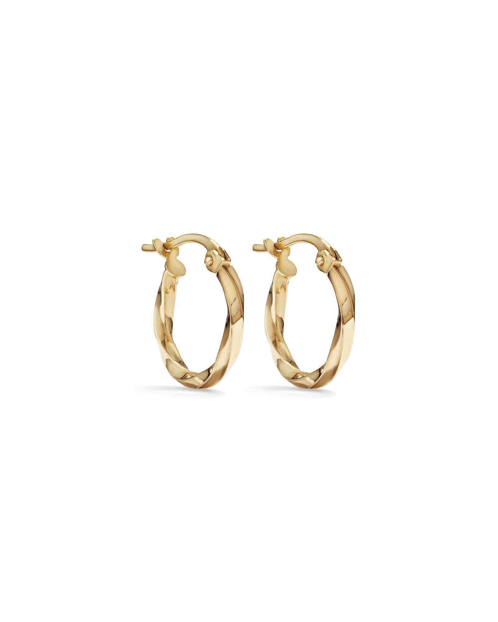 10mm Square Twist Hoop Earrings in 10kt Yellow Gold