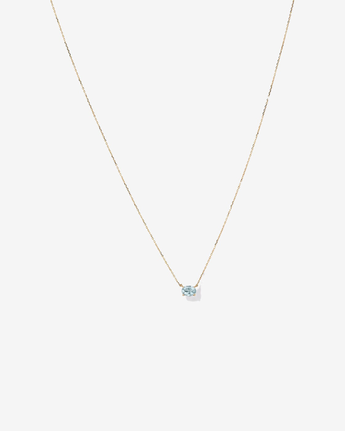 Collier ovale est-ouest Aigue-marine en or jaune 10 ct