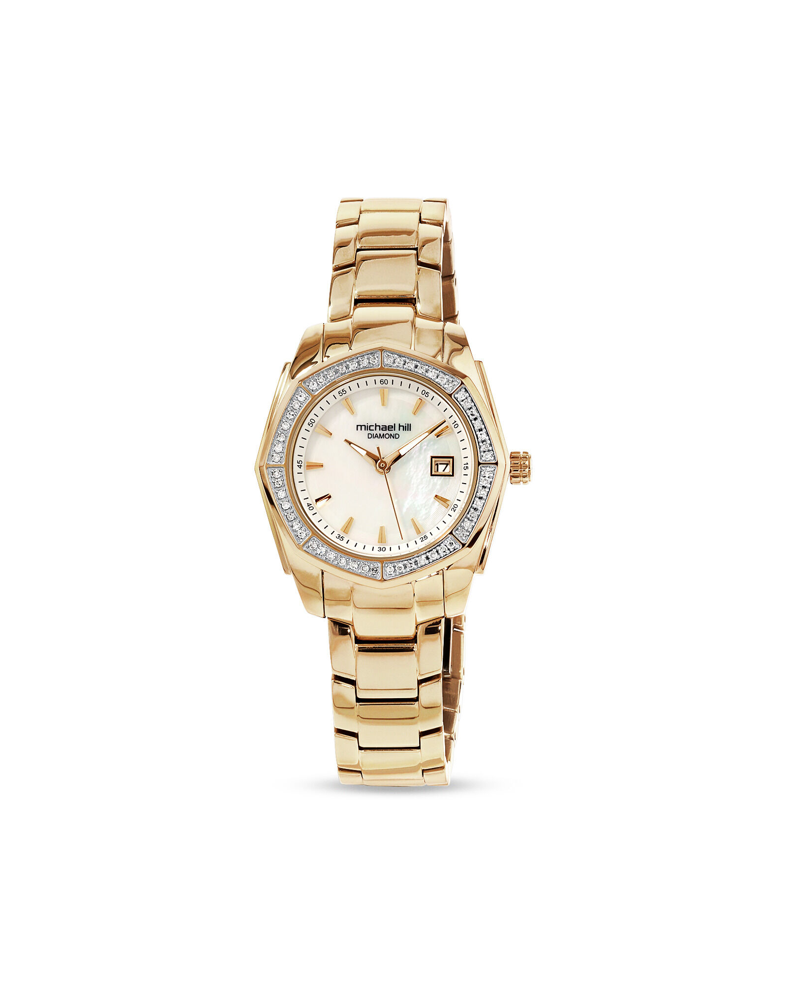Women's Mother of Pearl Watch with 0.28 Carat TW of Diamonds in Gold Tone Stainless Steel