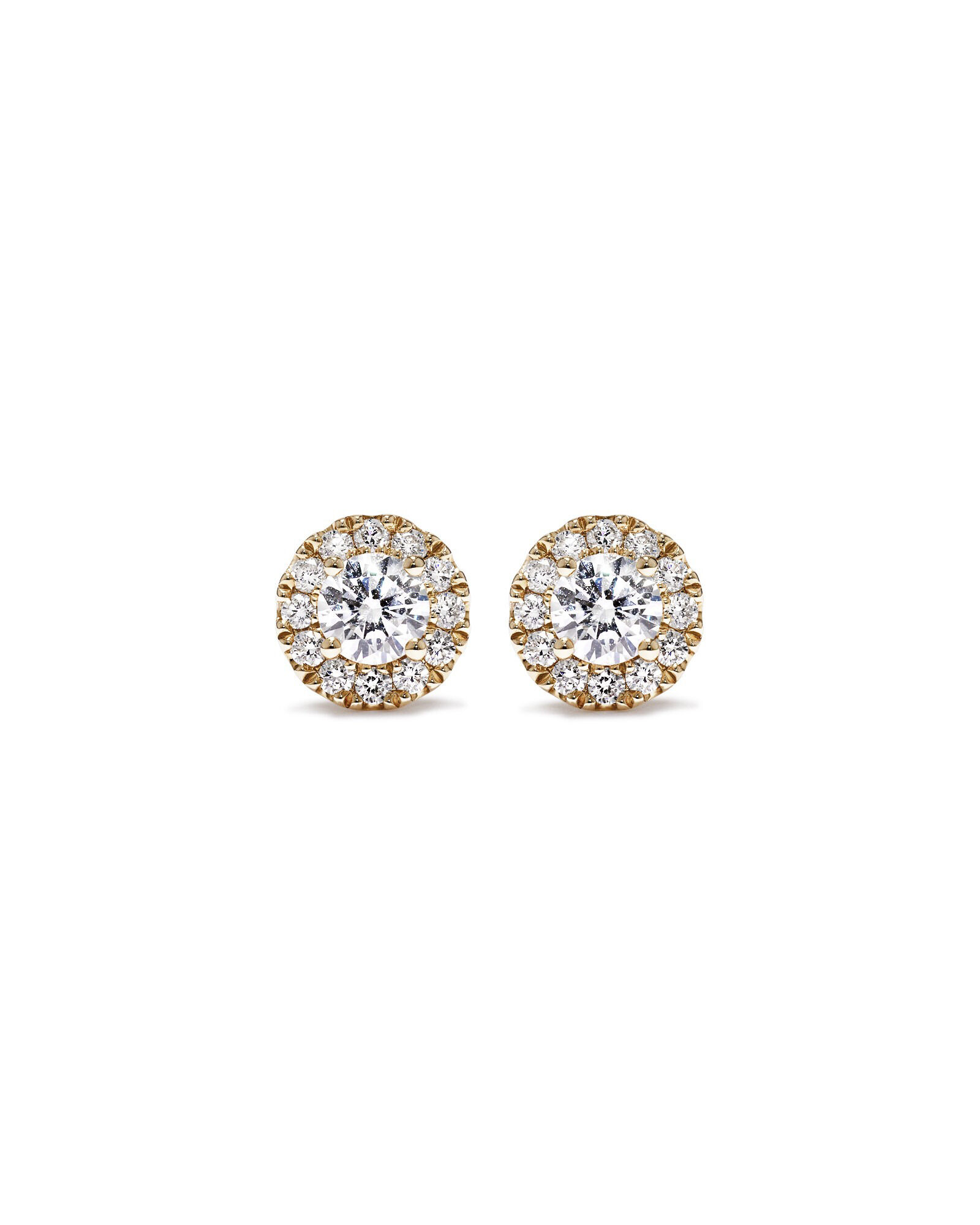 0.50 Carat TW Round Brilliant Laboratory-Grown Diamond Halo Stud Earrings in 10kt Yellow Gold